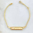 Pulso Bebé Espiga Placa Rectangular Corazón 1.65gr / 15cm-16cm / 1.6mm Resina Perlada Graduable Oro Amarillo 18K