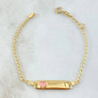 Pulso Bebé Espiga Placa Rectangular Corazón 1.7gr / 12cm-14cm / 1.6mm Resina Fucsia Graduable Oro Amarillo 18K