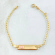 Pulso Bebé Espiga Placa Rectangular Trebol 1.7gr / 12cm-14cm / 1.6mm Resina Rosada Graduable Oro Amarillo 18K