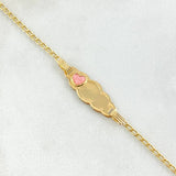 Pulso Bebé Espiga Placa Nube Corazón 1.8gr / 12cm-14cm / 1.6mm Resina Fucsia Graduable Oro Amarillo 18K