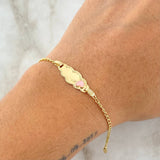 Pulso Bebé Espiga Placa Nube Corazón 1.8gr / 12cm-14cm / 1.6mm Resina Fucsia Graduable Oro Amarillo 18K