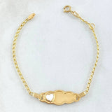 Pulso Bebé Espiga Placa Nube Corazón 1.75gr / 12cm-14cm / 1.6mm Resina Blanca Graduable Oro Amarillo 18K