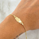 Pulso Bebé Espiga Placa Nube Corazón 1.75gr / 12cm-14cm / 1.6mm Resina Blanca Graduable Oro Amarillo 18K