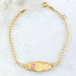 Pulso Bebé Espiga Placa Nube Trebol 1.7gr / 12cm-14cm / 1.6mm Resina Fucsia Graduable Oro Amarillo 18K