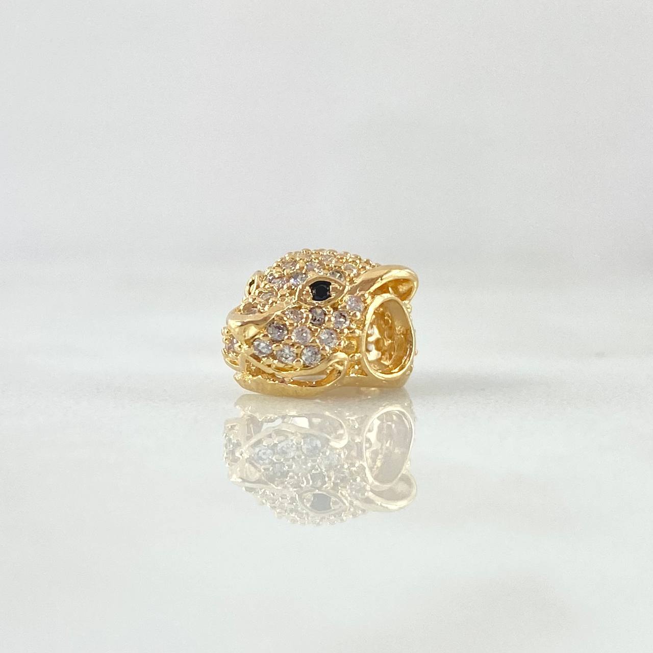 Herraje Cabeza Pantera 1.7gr / 1cm / Circones Blancos Negros Oro Amarillo 18K