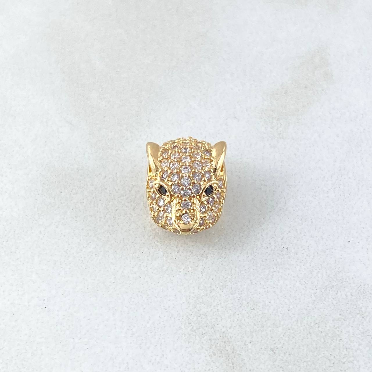 Herraje Cabeza Pantera 1.7gr / 1cm / Circones Blancos Negros Oro Amarillo 18K