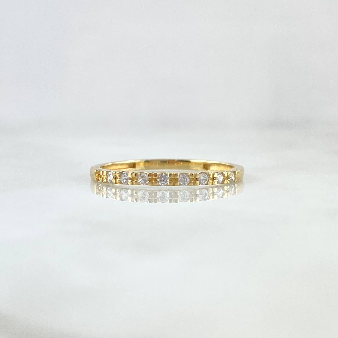 Anillo Ojos Carril Tupido 1.55gr / T7 3/4 / Circones Blancos Oro Amarillo 18K