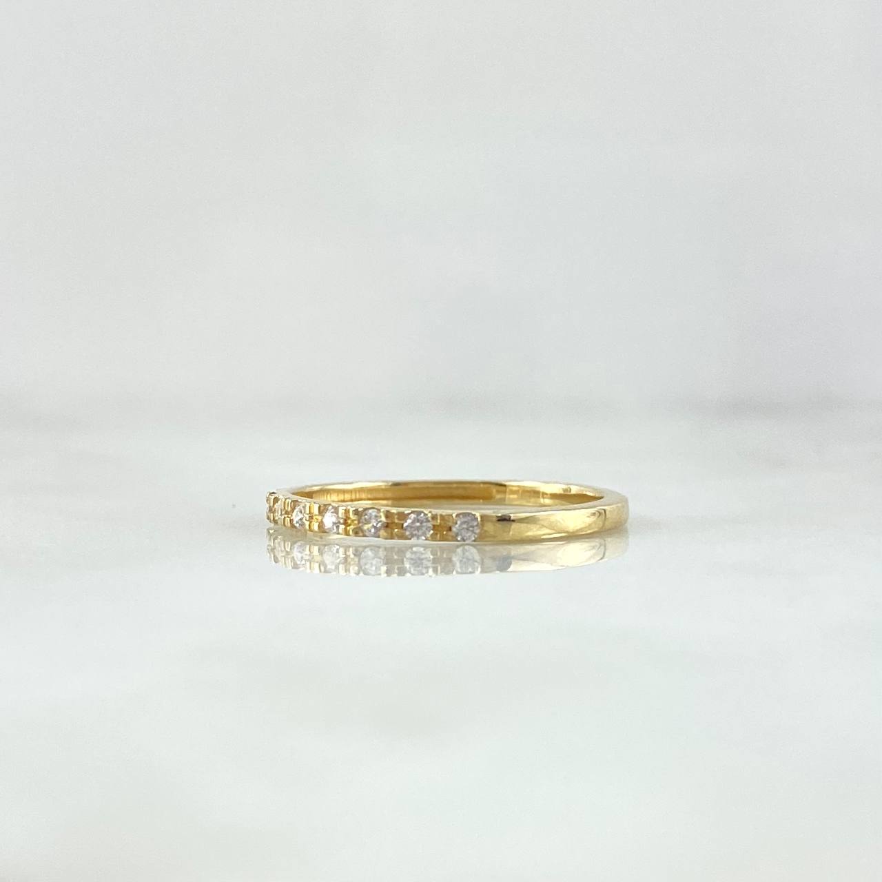 Anillo Ojos Carril Tupido 1.55gr / T7 3/4 / Circones Blancos Oro Amarillo 18K