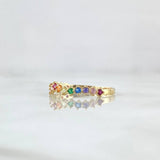 Anillo Ola Carril 1.15gr / T5 1/2 / Circones Multicolor Oro Amarillo 18K