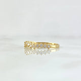 Anillo Ola Carril 1.25gr / T6 3/4 / Circones Blancos Oro Amarillo 18K