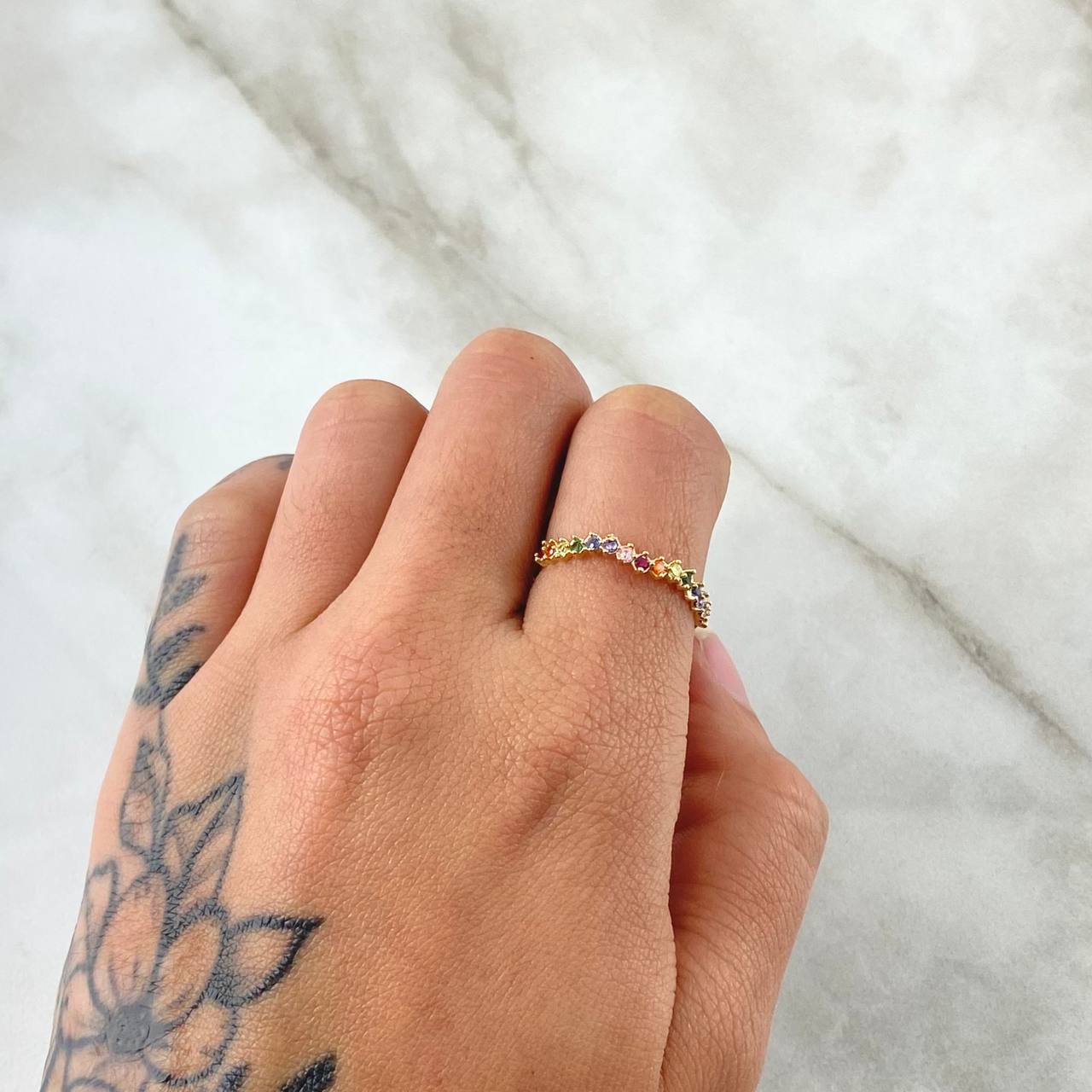 Anillo Ola Curva Tupida 1.25gr / T8 1/4 / Oro Amarillo 18K *
