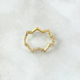 Anillo Zig Zag Estilizado 1.6gr / T5 3/4 / Circones Blancos Oro Amarillo 18K