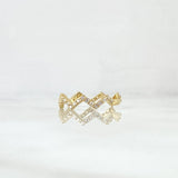 Anillo Zig Zag Estilizado 1.6gr / T5 3/4 / Circones Blancos Oro Amarillo 18K