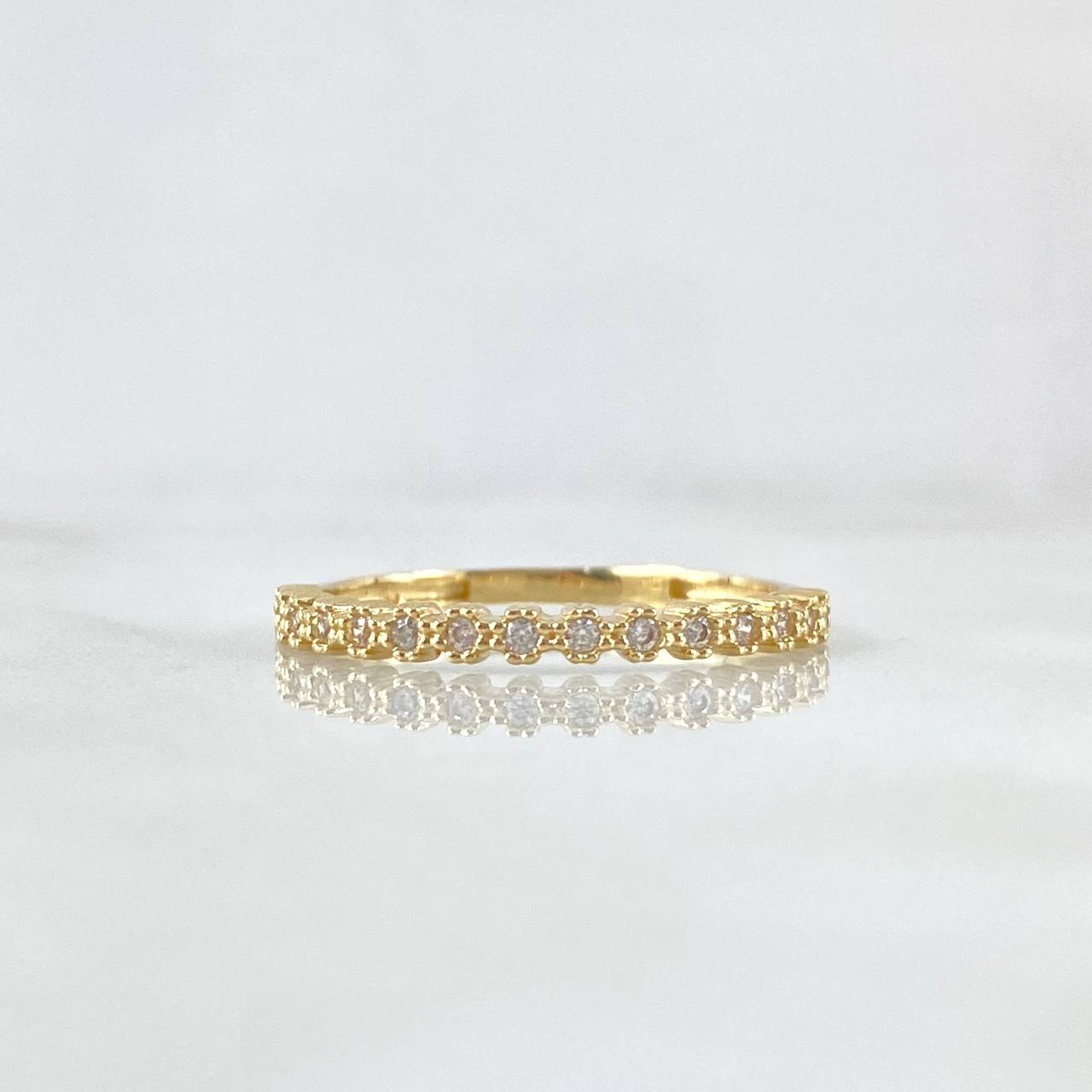 Anillo Ojos Carril Tupido 1.8gr / T7 3/4 / Circones Blancos Oro Amarillo 18K