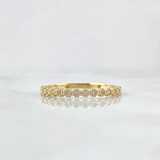 Anillo Ojos Carril Tupido 1.8gr / T7 3/4 / Circones Blancos Oro Amarillo 18K