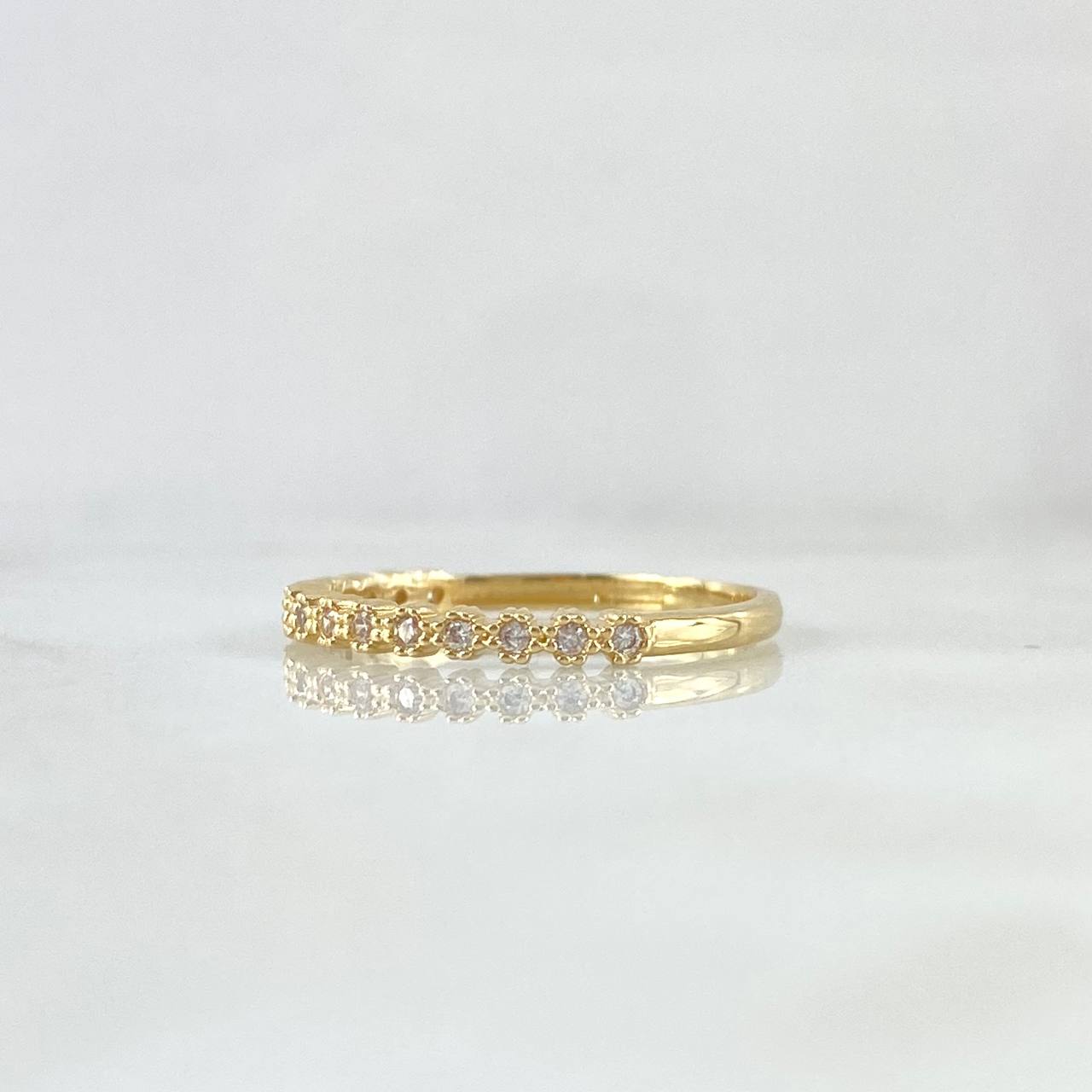 Anillo Ojos Carril Tupido 1.8gr / T7 3/4 / Circones Blancos Oro Amarillo 18K