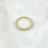 Anillo Ojos Carril Tupido 1.8gr / T7 3/4 / Circones Blancos Oro Amarillo 18K