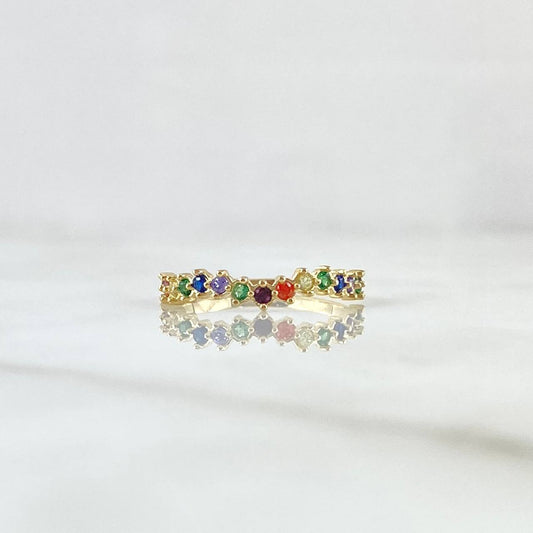 Anillo Ola Carril 1.15gr / T5 1/4 / Circones Multicolor Oro Amarillo 18K