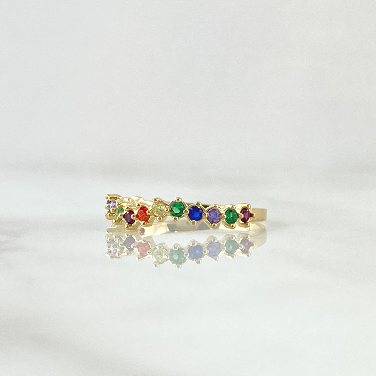 Anillo Ola Carril 1.15gr / T5 1/4 / Circones Multicolor Oro Amarillo 18K