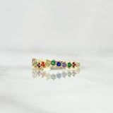 Anillo Ola Carril 1.15gr / T5 1/4 / Circones Multicolor Oro Amarillo 18K