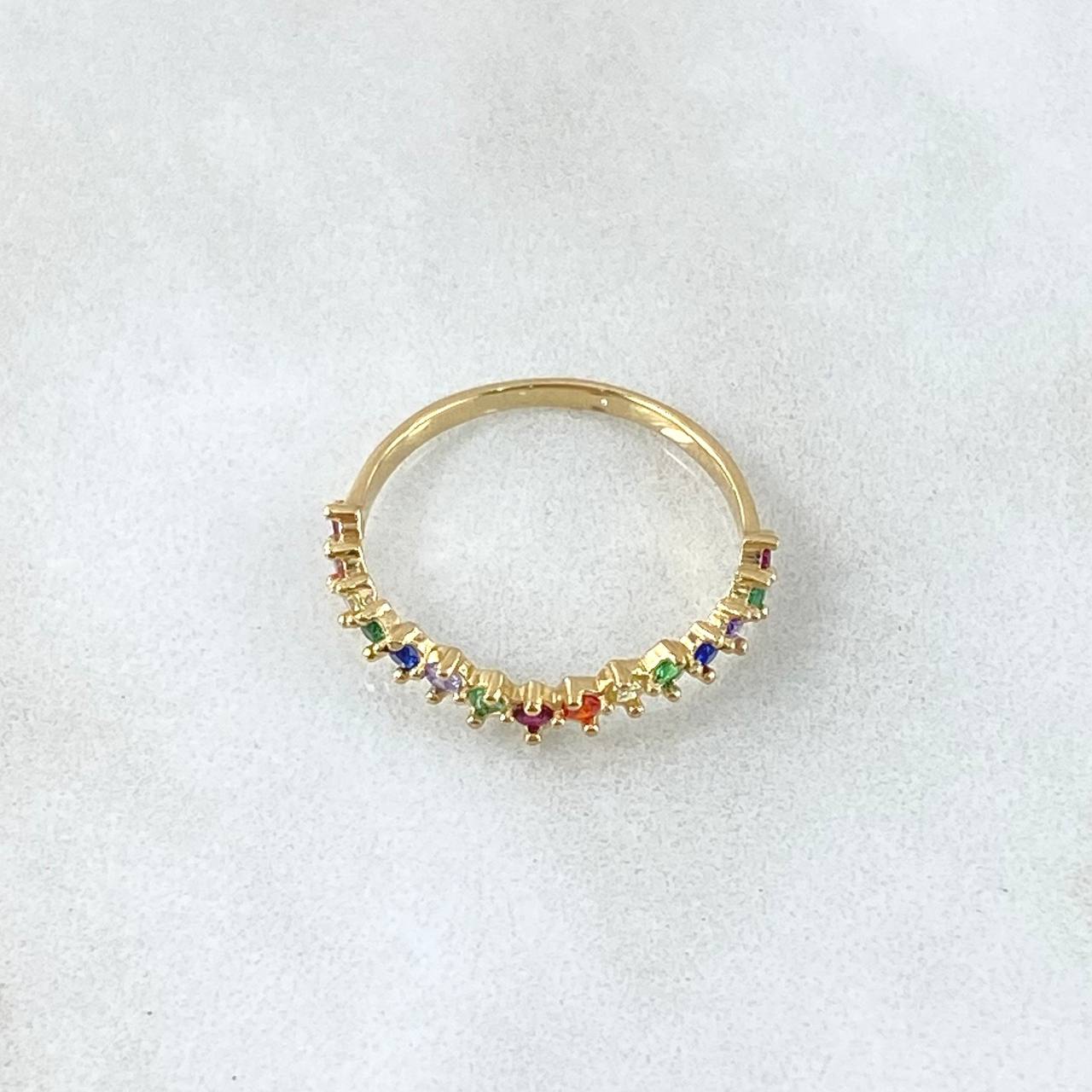 Anillo Ola Carril 1.15gr / T5 1/4 / Circones Multicolor Oro Amarillo 18K