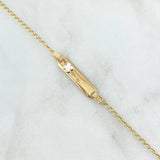 Pulso Bebé Espiga Placa Rectangular Trebol 1.65gr / 15cm-16cm / 1.6mm Resina Blanca Graduable Oro Amarillo 18K