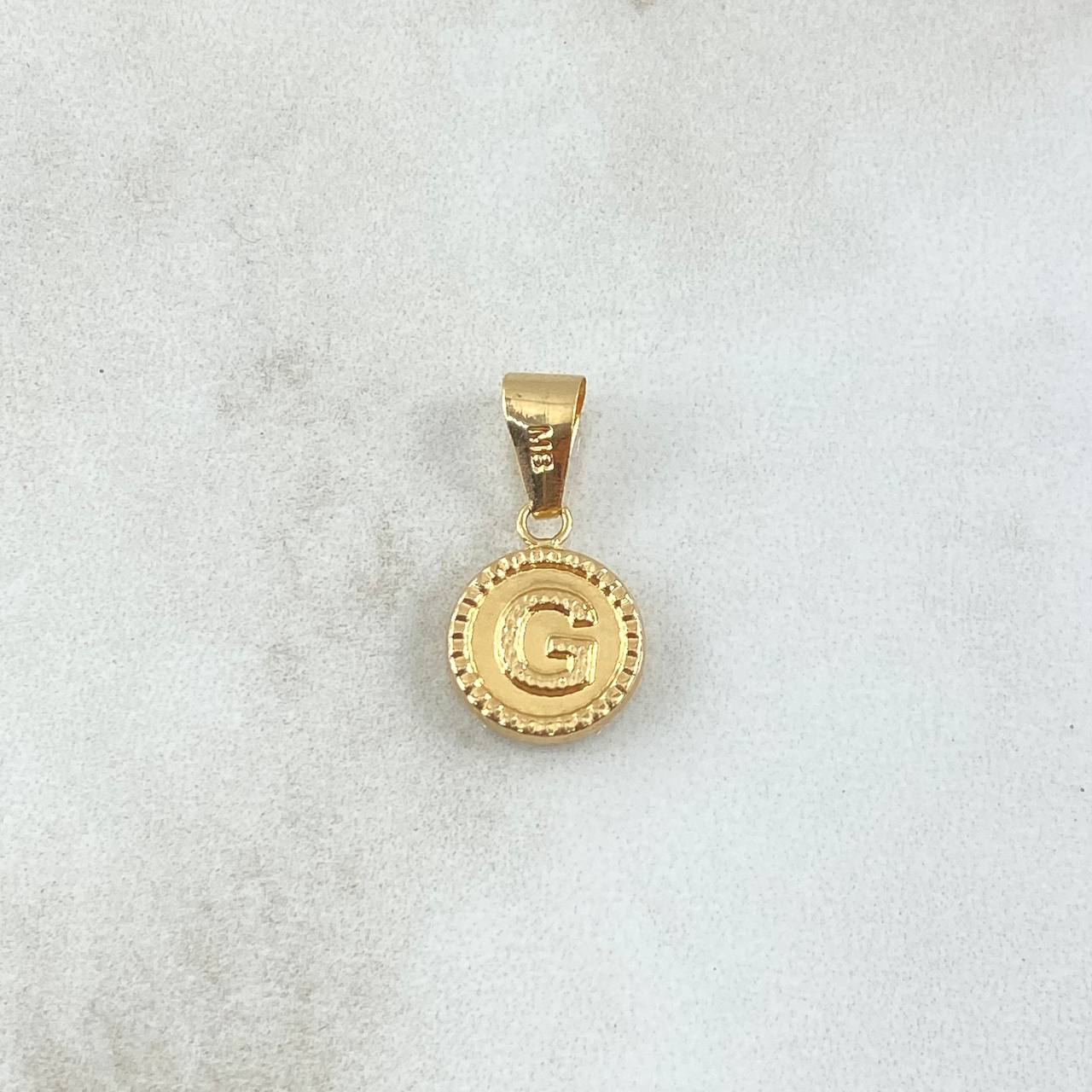 Dije Letra G 0.6gr / 1.7cm / Circulo Boreado Oro Amarillo 18K