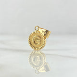 Dije Letra G 0.6gr / 1.7cm / Circulo Boreado Oro Amarillo 18K