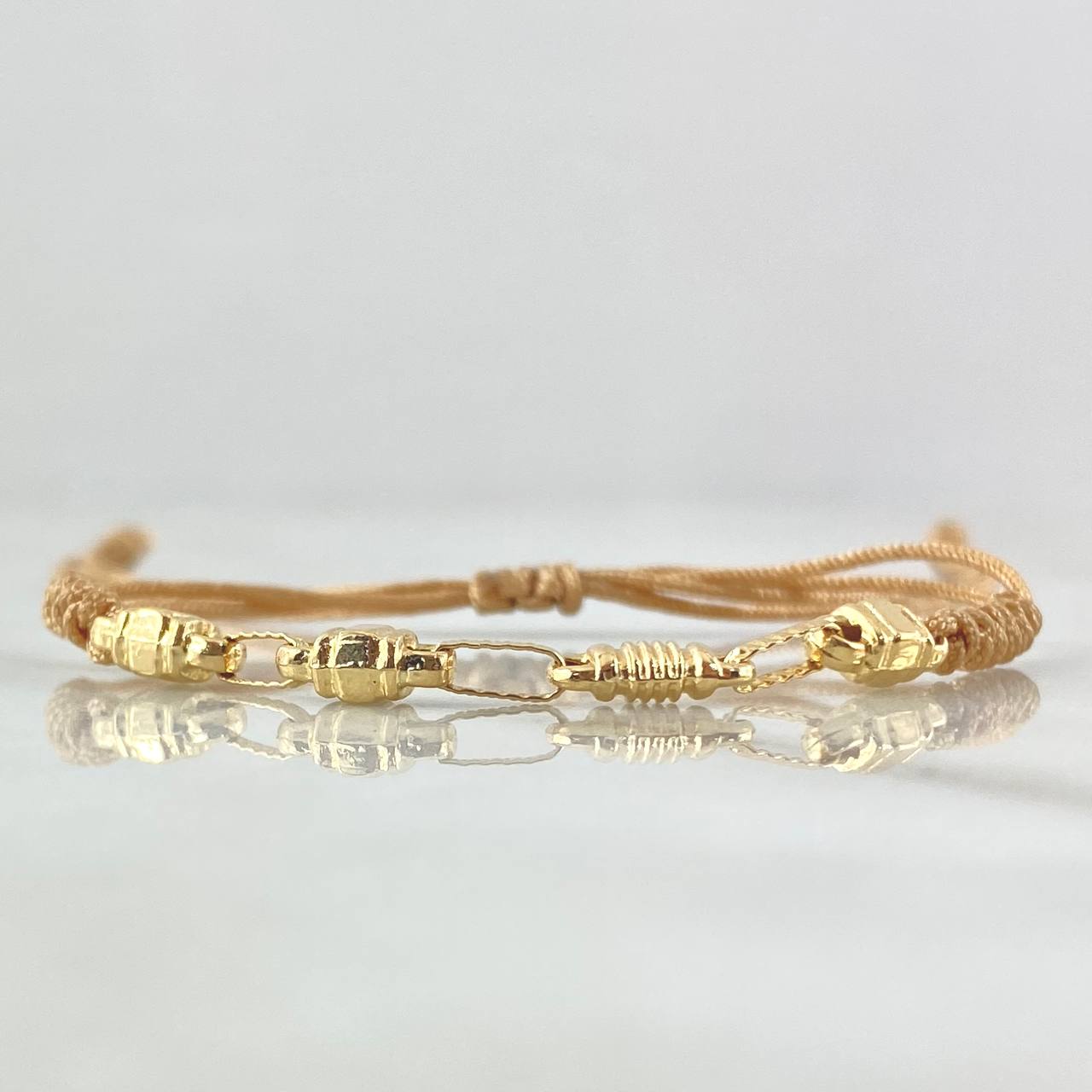 Pulsera Beige Retazo Rustico 0.7gr / 4mm Texturizado Oro Amarillo 18K ©