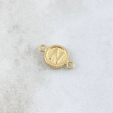 Herraje Letra N Mate 0.5gr / 1.7cm / Circulo Bordeado Oro Amarillo 18K