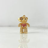 Dije Oso Articulado Corazon 4.65gr / 2.8cm / Circones Blancos Fucsias Oro Amarillo *