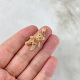 Dije Oso Articulado Corazon 4.65gr / 2.8cm / Circones Blancos Fucsias Oro Amarillo *