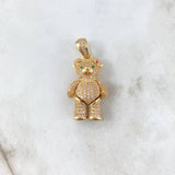 Dije Oso Articulado 9.35gr / 3.7cm / Circones Blancos-Verdes-Fucsias Oro Amarillo