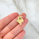 Dije Mapa Colombia 1.1gr / 2.5cm / Esmeralda 15pts Oro Amarillo 18K (Joya) ©