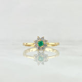 Anillo Flor Driada 1.95gr / T6 3/4 / Esmeralda 9pts Diamantes 16pts Oro Amarillo 18K (Joya) ©
