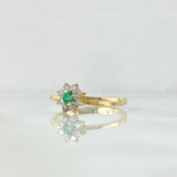Anillo Flor Driada 1.95gr / T6 3/4 / Esmeralda 9pts Diamantes 16pts Oro Amarillo 18K (Joya) ©