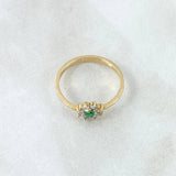 Anillo Flor Driada 1.95gr / T6 3/4 / Esmeralda 9pts Diamantes 16pts Oro Amarillo 18K (Joya) ©