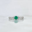 Anillo Solitario Entrenzado 4gr / T6 1/2 / Esmeralda 35pts Diamantes 20pts Oro Blanco 18K (Joya) ©