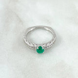 Anillo Solitario Entrenzado 4gr / T6 1/2 / Esmeralda 35pts Diamantes 20pts Oro Blanco 18K (Joya) ©