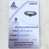Anillo Solitario Entrenzado 4gr / T6 1/2 / Esmeralda 35pts Diamantes 20pts Oro Blanco 18K (Joya) ©
