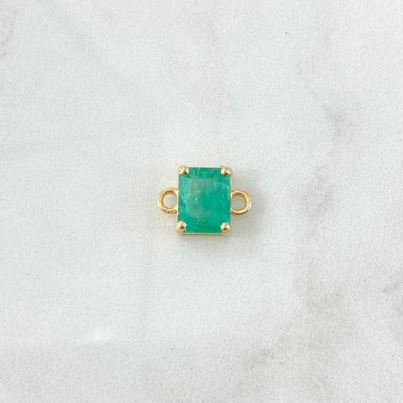 Herraje Rectangular Cuatro Garras 1.35gr / 1.2cm / Esmeralda 1.73 Qts Oro Amarillo 18K (Joya) ©