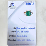 Herraje Caja Cuatro Garras 1.4gr / 1.2cm / Esmeralda 1.43 Qts Oro Amarillo 18K (Joya) ©