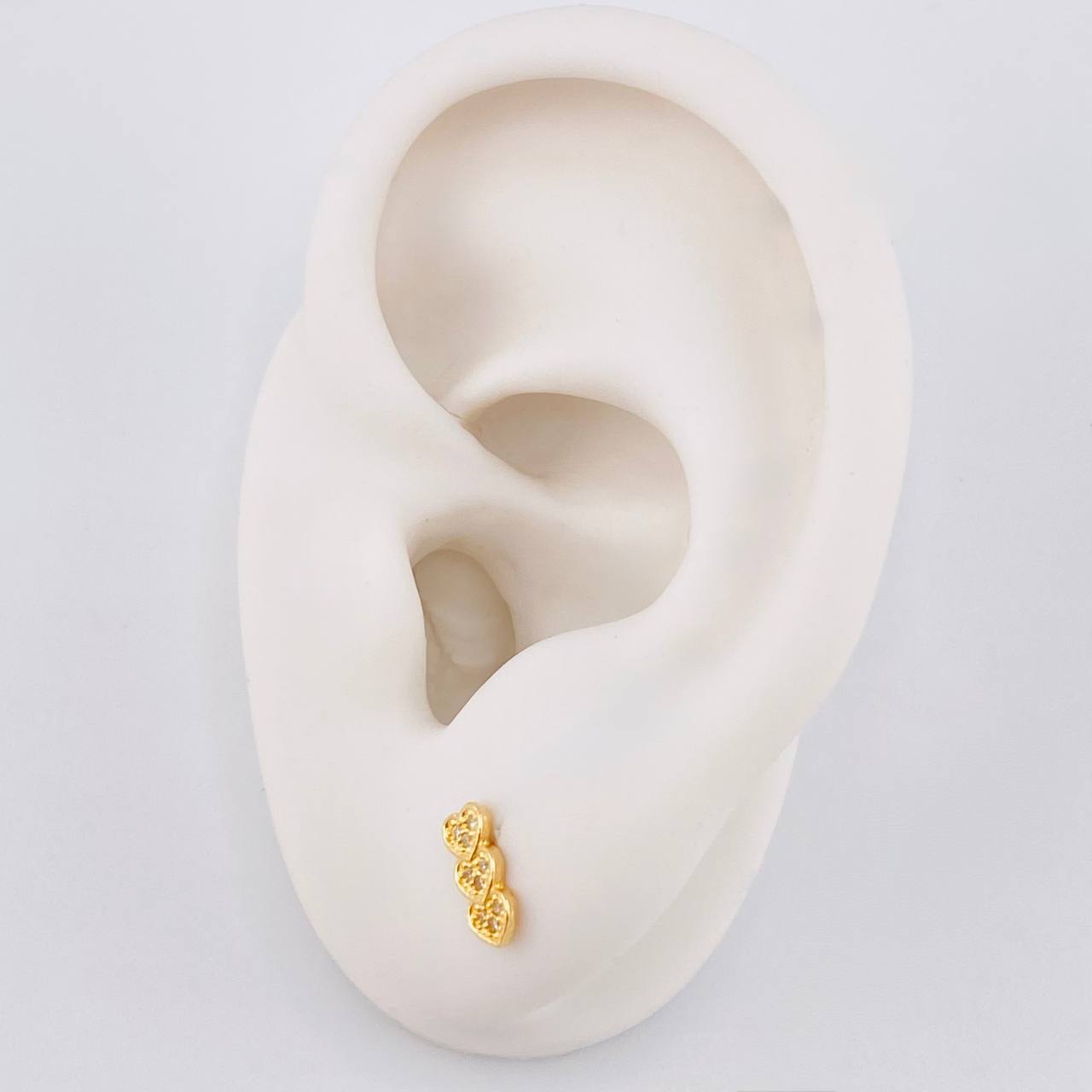 Topos Trio Corazones 0.85g / in / 6.5mm Oro Amarillo 18K