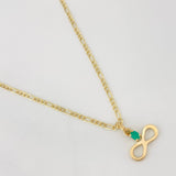 Set Cadena Figaro + Dije Infinito Esmeralda 0.06 pts / 1.75g / 45cm Oro Amarillo 18K
