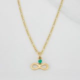 Set Cadena Figaro + Dije Infinito Esmeralda 0.06 pts / 1.75g / 45cm Oro Amarillo 18K