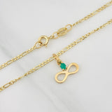 Set Cadena Figaro + Dije Infinito Esmeralda 0.06 pts / 1.75g / 45cm Oro Amarillo 18K