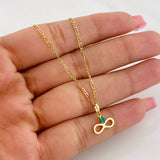 Set Cadena Figaro + Dije Infinito Esmeralda 0.06 pts / 1.75g / 45cm Oro Amarillo 18K