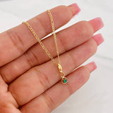 Set Cadena Figaro + Dije Infinito Esmeralda 0.05 pts / 1.6g / 45cm Oro Amarillo 18K