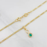 Set Cadena Figaro + Dije Infinito Esmeralda 0.05 pts / 1.6g / 45cm Oro Amarillo 18K