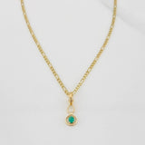 Set Cadena Figaro + Dije Infinito Esmeralda 0.05 pts / 1.6g / 45cm Oro Amarillo 18K